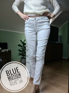 Bawełniane spodnie Blue Motion rurki białe roz. 38