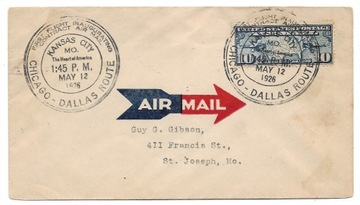 Pierwszy lot USA 12.5.1926 Kansas C. - St. Joseph