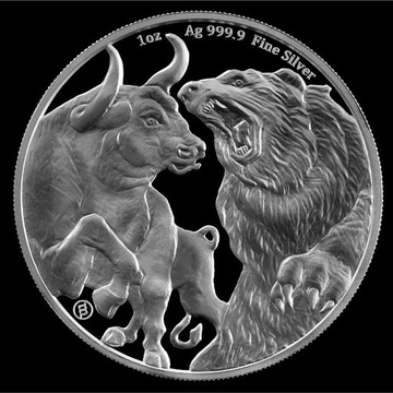 Bull $ Bear 1 oz 2022 Tokelau srebro 9999 ag Wawa