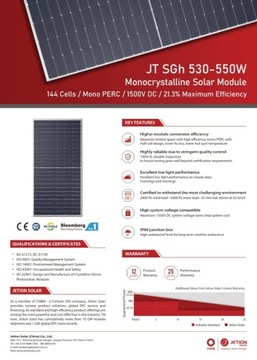 Moduł fotowoltaiczny Jetion Solar 550W JT550SGh