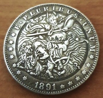 1 Dolar USA, Morgan Dolar, 1891,Hobo Nickel,KOPIA 