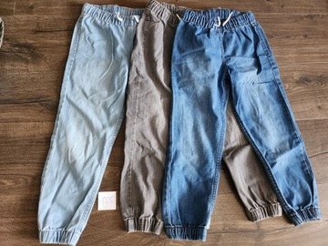Spodnie jeansowe H&M 122 3 szt.