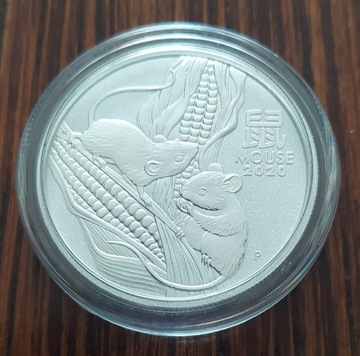50 centów, Lunar III Rok Myszy srebro 999 z 2020r.