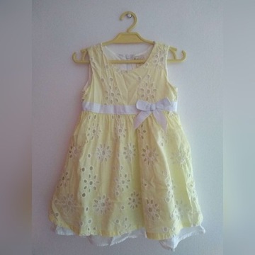 Sukienka żółta bez rękawów z kokardą roz. 3T (98)