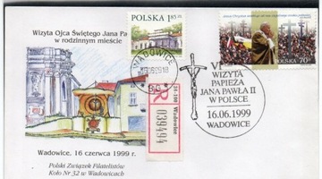 Jan Paweł II Wadowice 16.06.1999r. koperta ''R''