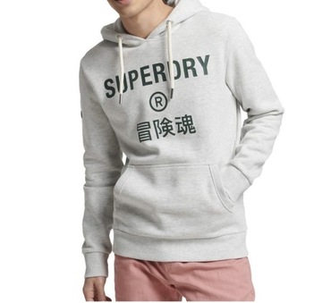 SuperDry bluza z kapturem nowa logo szara r. M