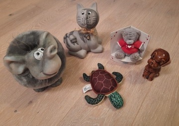 Figurki ceramiczne dekoracyjne kot pies słoń 