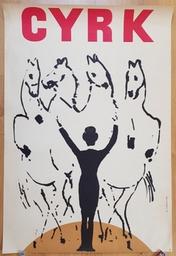 CYRK Treser koni - ORYGINAŁ plakat 1966 Górka RARE