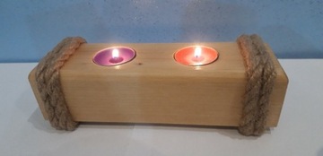 Drewniany świecznik hand made podgrzewacz tealight