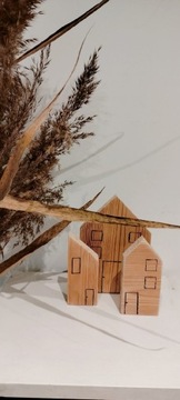 Drewniane domki ozdoba Hand made