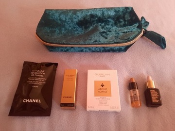 Miniatury Chanel, Guerlain, E.Lauder, kosmetyczka