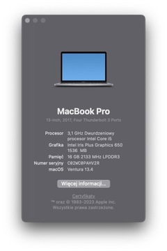 MacBook Pro 2017 / TouchBar / i5 3,1 / 16 / 512