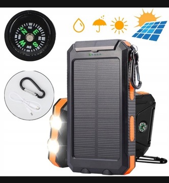 Powerbank solarny  NCRealher 30000 mAh latarka kompas