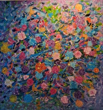 Abstrakcja kwiaty 80×80 cm