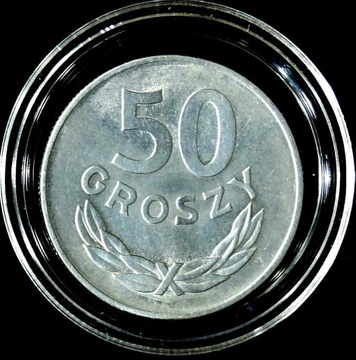 50 GROSZY 1975, b.z., PRL, nominał, stempel zwykły