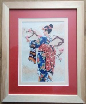 Obraz obrazek haft krzyżykowy Japonka Gejsza