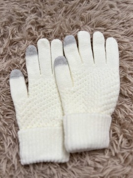 Ciepłe rękawiczki zimowe nowe białe unisex
