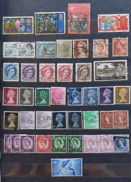 43 szt. znaczków z królową Elżbietą II