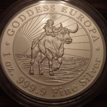 Nowa moneta Bogini Europa 1 oz srebra Goddess 2022