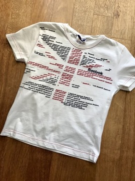 Biała koszulka Reebok vintage z nadrukiem UK M