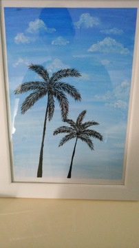 Obraz malowany ręcznie akrylem - palmy