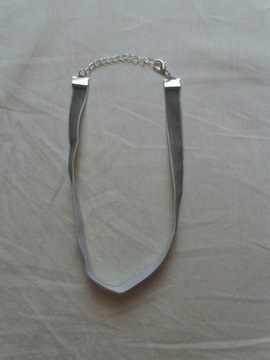 Nowy szary aksamitny naszyjnik choker długoś 34cm 