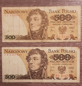 Banknoty 500 złotowe PRL