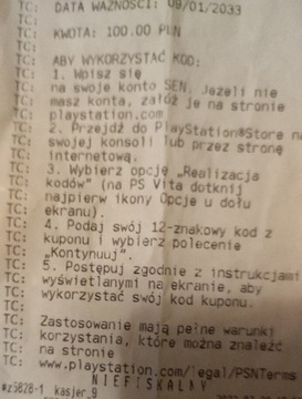 Karta podarunkowa 100 zł. PlayStation Store