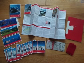 Zestaw 3 Szwajcaria etui/ pocztówki materiały języ