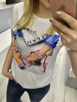 T-shirt koszulka bluzka damska z cekinami 