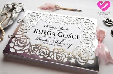 Srebrna Księga Gości Rose Frame 50 kart ankiety