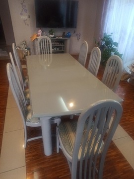 Stół z krzesłami zestaw do jadalni lakierowane