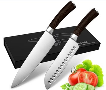 2 noże HOMGEEK  szefa kuchni i nóż santoku 