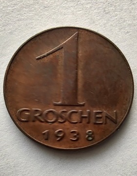 AUSTRIA 1 Groschen 1938 okołoMENNICZA 