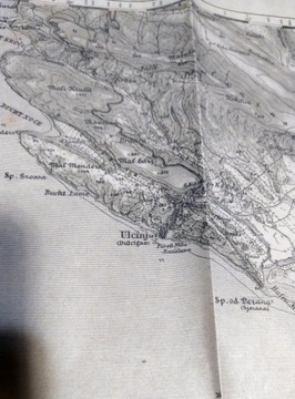 Mapa morska/sztabowa Ulcinj 1894 K.u.K. Army Adriatyk