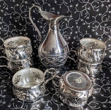6 Koszyczków srebrnych metalowych do herbaty