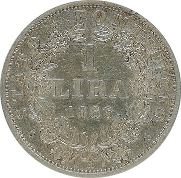 Watykan 1 lira 1866, Ag KM#1377.2