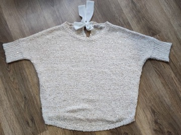 Orsay sweterek z cekinami krótki rękaw S M 