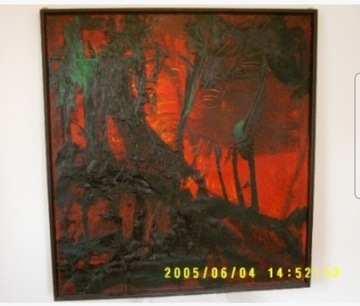 Obraz olejny "Ogniki" rok 1990 Ratajczyk Grzegorz