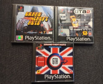 3 x GTA 1 , 2 , London - Komplet 3x3 Ang PSX PS One 