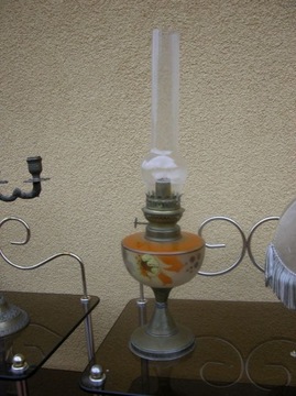  lampa naftowa szkło malowane 