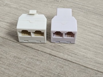 Rozgałęznik rozdzielacz kabla telefonicznego RJ-11 oraz RJ-45 + kable 3 szt