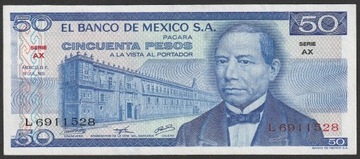 Meksyk 50 pesos 1973 - Juarez - AX - stan UNC