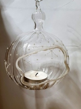 Szklana bombka choinkowa - z otworem na świeczkę