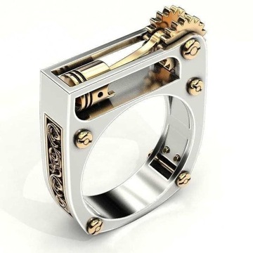 Sygnet pierścionek męski złoty tłok designerski