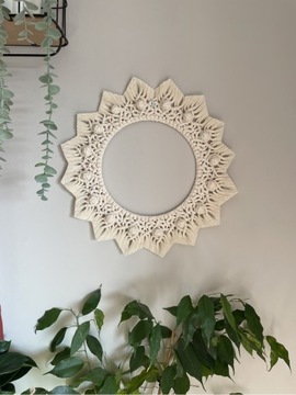 Mandala na ścianę makrama boho lustro dekoracja