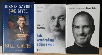 3 książki - Einstein, Bill Gates, Steve Jobs