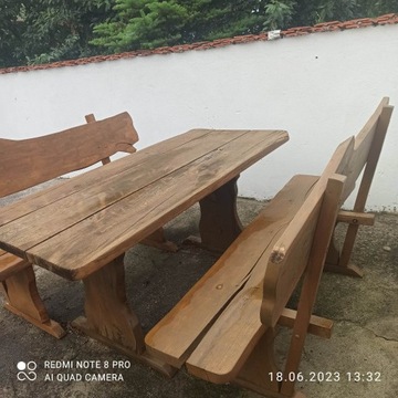 Stół i ławki dębowe