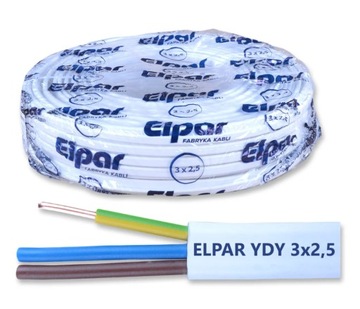 Przewód kabel plaski 3x2,5 ELPAR 50m. Warszawa