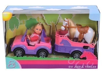 Lalka Evi z koniem + samochód Jeep